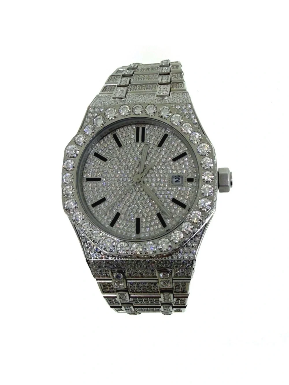 VVS Moissanite Automatic Watch | Silver Stainless Steel | Self-Winding